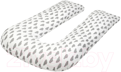 Подушка для беременных Amarobaby U-образная Облака / AMARO-40U-OS (серый)