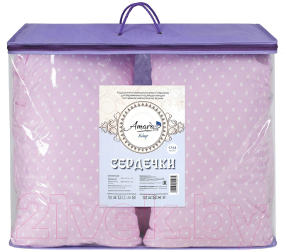 Подушка для беременных Amarobaby U-образная Сердечки / AMARO-40U-SR (розовый)