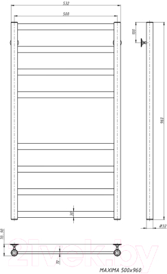 Изображение товара Полотенцесушитель водяной Stinox Maxima 50x100 / max100 Ral 9005 (черный матовый)