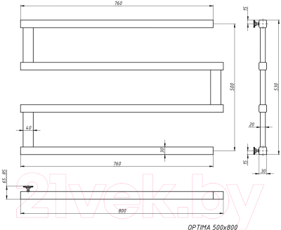 Изображение товара Полотенцесушитель водяной Stinox Optima 50x80 / op80