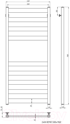 Изображение товара Полотенцесушитель водяной Stinox San Remo 50x120 / san120 Ral 9005 (черный матовый)