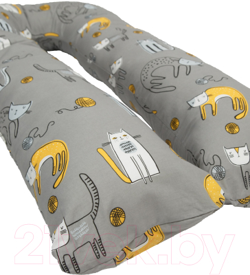 Подушка для беременных Amarobaby U-образная Золотой котик / AMARO-40U-ZoK (серый)