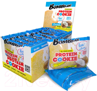 Протеиновое печенье Bombbar Кокос (12x40г)