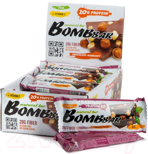 Набор протеиновых батончиков Bombbar Шоколад-фундук