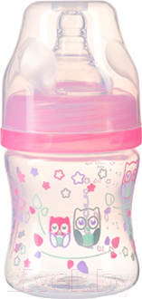 Бутылочка для кормления BabyOno Антиколиковая с широким горлышком / 402 (120мл, розовый)