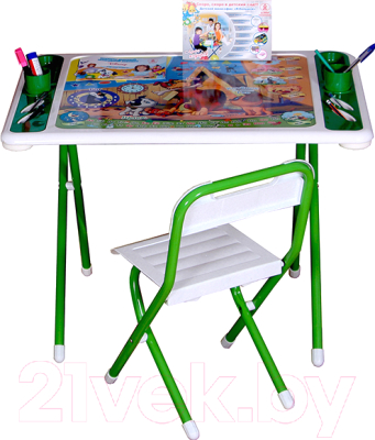 Комплект мебели с детским столом Дэми №у3-05 Damibaby evro. Котёнок по имени Гав (белый/зеленый)