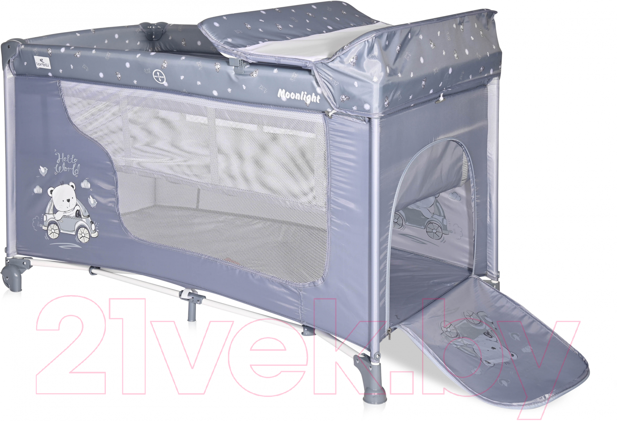 Кровать-манеж Lorelli Moonlight 2 Silver Blue Car / 10080412154