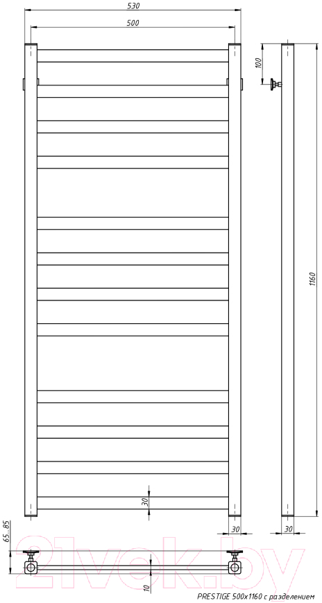 Полотенцесушитель водяной Stinox Prestige Luxe 50x120 / pr120l — фото 3