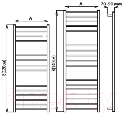 Изображение товара Полотенцесушитель водяной Stinox Classic Luxe 50x120 / cl120l Ral 9005 (черный матовый)
