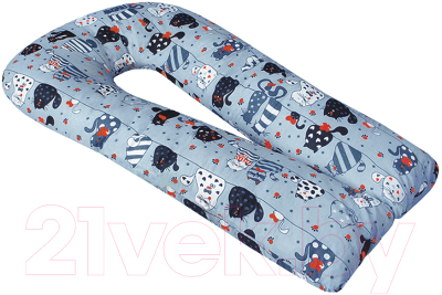 Наволочка на подушку для беременных Amarobaby U-образная Котики / AMARO-50U-Ko (серый)