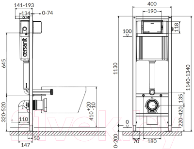 Инсталляция для унитаза Cersanit Aqua 02 S97-063 + P-BU-INT/Wh (белый пластик)