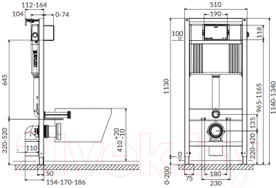 Инсталляция для унитаза Cersanit Aqua 52 S97-062 + P-BU-ACN-CIR-PN/Wh/Gl