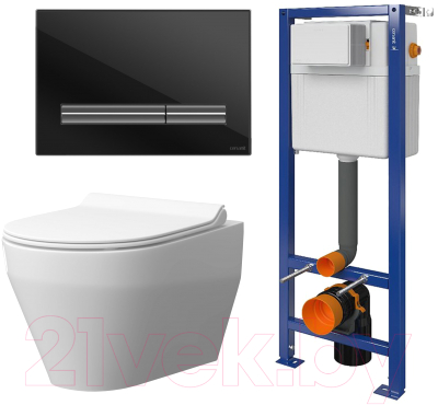 

Унитаз подвесной с инсталляцией Керамин, Бари R Нова СК МК Slim + P-BU-PIL/Blg/Gl