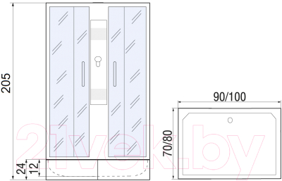 Душевая кабина RIVER Quadro 90/70/24 МТ Б/К