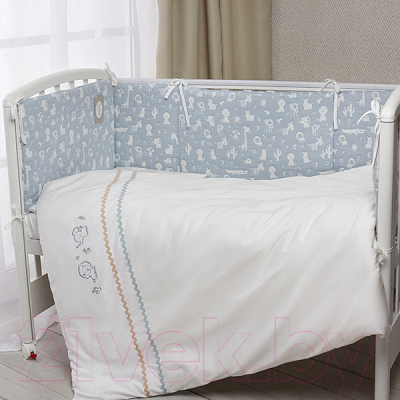 Комплект постельный для малышей Perina Toys. Зверюшки / ТС2.140-02.2 (2 предмета, голубой)