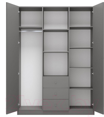 Шкаф Polini Kids Simple трехсекционный / 0001632.42 (серый)