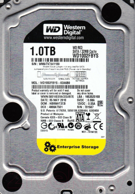 

Жесткий диск Western Digital, RE3 1TB (WD1002FBYS)