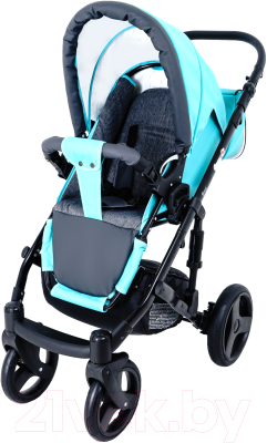 Детская универсальная коляска Ray Corsa Ecco 2 в 1 с переноской (20/кожа/бирюзовый/графитовый)
