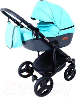 Детская универсальная коляска Ray Corsa Ecco 2 в 1 с переноской (20/кожа/бирюзовый/графитовый)