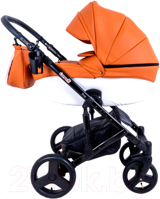 Детская универсальная коляска Ray Corsa Ecco 2 в 1 с переноской (24/кожа/оранжевый/белый)