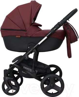 Детская универсальная коляска Ray Corsa Ecco 2 в 1 с переноской (29/кожа/бордовый/черный)