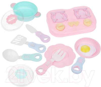 Кухонная плита игрушечная Наша игрушка Посуда с продуктами / 636-2B