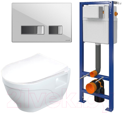 

Унитаз подвесной с инсталляцией Lapino, Rimfit Vitale 5667 + 2663 + P-BU-MOV/Whg/G
