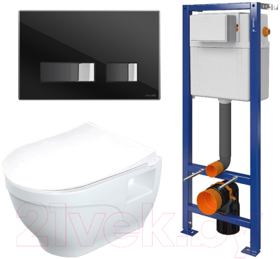 

Унитаз подвесной с инсталляцией Lapino, Rimfit Vitale 5667 + 2663 + P-BU-MOV/Blg/Gl