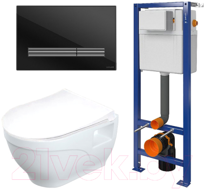 

Унитаз подвесной с инсталляцией Lapino, Rimfit Vitale 5667 + 2663 + P-BU-PIL/Blg/Gl