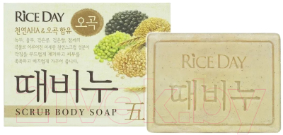 Мыло твердое Lion Rice Day Scrub Body Soap на основе 5 злаков (100г)