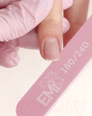 Пилка для ногтей E.Mi Для натуральных ногтей розовая 180/240