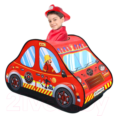 Детская игровая палатка Pituso Пожарная машина / J1114 (50 шаров)