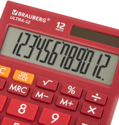 Калькулятор Brauberg ULTRA-12-WR / 250494 (бордовый)
