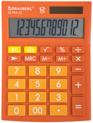 Калькулятор Brauberg ULTRA-12-RG / 250495 (оранжевый)