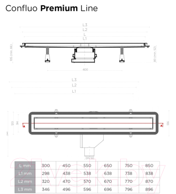 Трап для душа Pestan Confluo Premium Line 300 White Glass / 13000280 (201487)