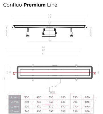 Трап для душа Bettoserb Confluo Premium Line 950 White Glass / 13000352 (260369)