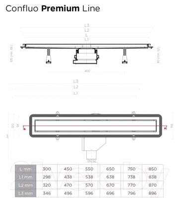 Трап для душа Pestan Confluo Premium Line 450 / 13100002 (201476)