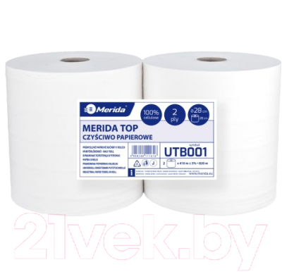 Бумажные полотенца Merida Top UTB001 (2рул, белый)
