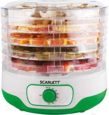 Сушилка для овощей и фруктов Scarlett SC-FD421015 (белый/зеленый)