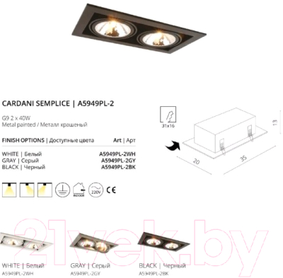Комплект точечных светильников Arte Lamp Cardani Semplice A5949PL-2GY