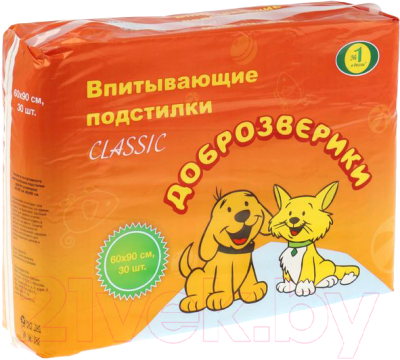 Одноразовая пеленка для животных Доброзверики 60x90 / 294/ПК (30шт)