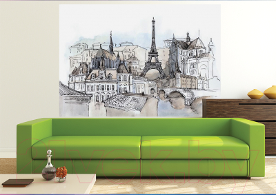 Фотообои листовые Citydecor Акварельный Париж (200x140)