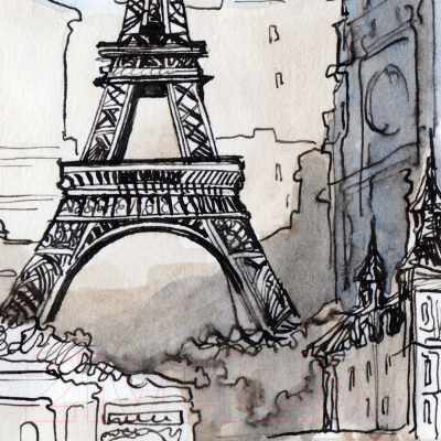 Фотообои листовые Citydecor Акварельный Париж (200x140)