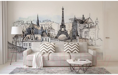Фотообои листовые Citydecor Акварельный Париж (300x150)