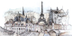 Фотообои листовые Citydecor Акварельный Париж (300x150) - 