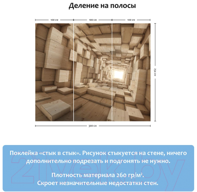 Фотообои листовые Citydecor Тоннель 3D (300x254)