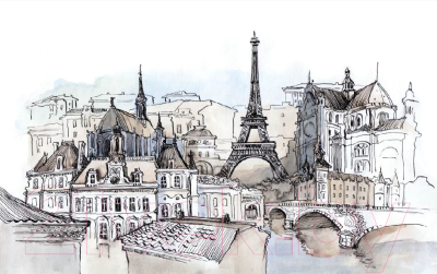 Фотообои листовые Citydecor Акварельный Париж (400x254)