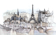 Фотообои листовые Citydecor Акварельный Париж (400x254) - 