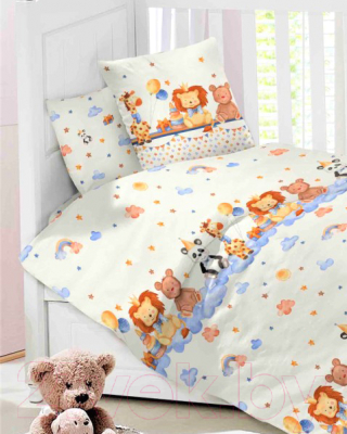 

Комплект постельный детский Lime Time, Baby Time Жирафик и компания на резинке