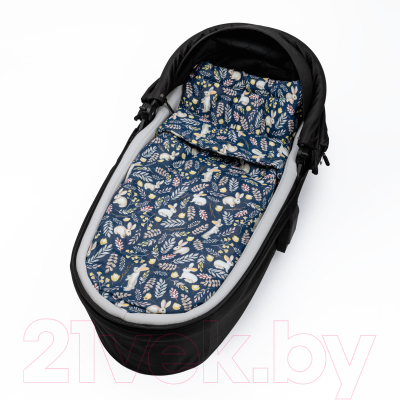 Комплект постельный в коляску Amarobaby Mommy Star Зайчики / AMARO-36MS-ZSi (синий)